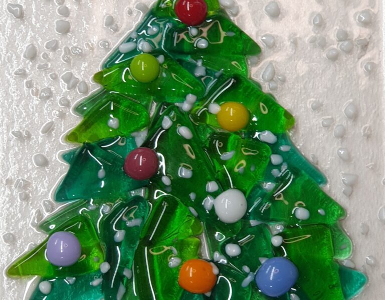 Xmas Christmas Tree Glass Fused